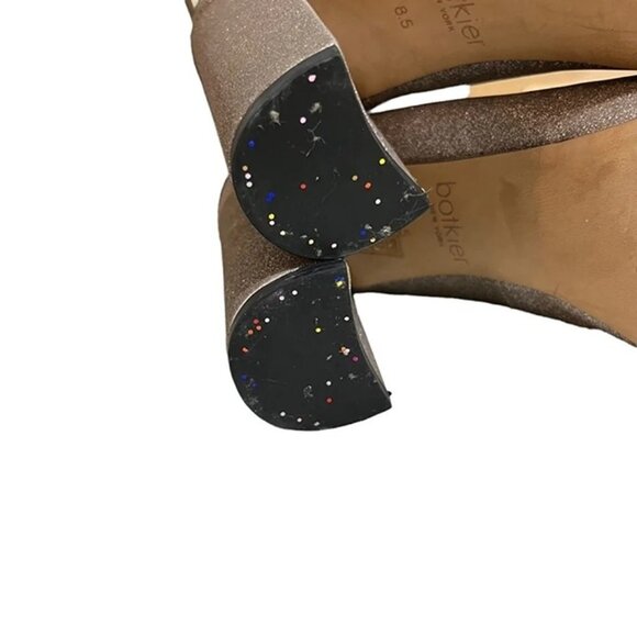 Botkier Anthropologie heels 8 silver glitter Valentina round toe chunky heel - Picture 6 of 8